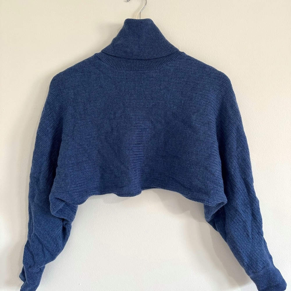 Aritzia Wilfred Naomi Cropped Blue Turtleneck XS